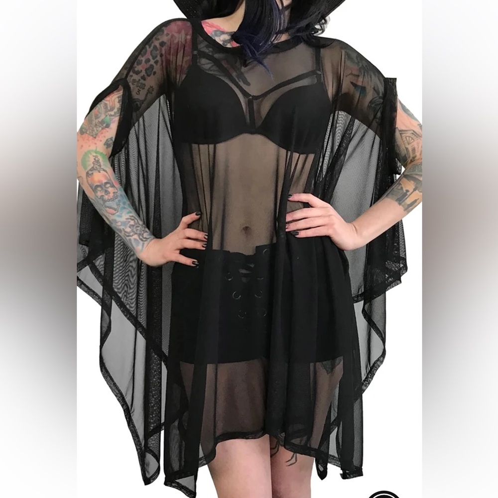 Foxblood Mesh Rhiannon Flowing Tunic Top OS - Picture 2 of 9